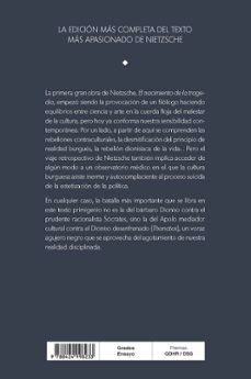 el nacimiento de la tragedia-friedrich nietzsche-9788424998233