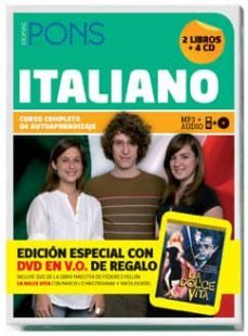 italiano: curso completo de autoaprendizaje pons (libro del alumn o + anexo + 4cd mp3 + audio) (incluye pelicula dolce vita en version original)-9788484435303
