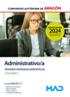 administrativo/a de la comunidad autonoma de madrid. temario de materias específicas volumen 1-9788414282113