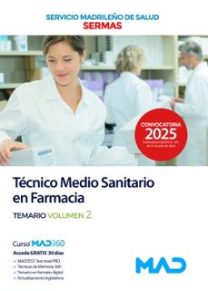 técnico medio sanitario en farmacia del servicio madrileño de sal ud (sermas). temario volumen 2-9788414299913