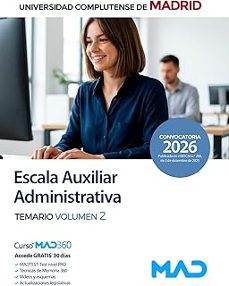 escala auxiliar administrativa de la universidad complutense de madrid. temario volumen 2.-9791370284213