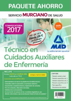 paquete ahorro tecnico en cuidados auxiliares de enfermeria del servicio murciano de salud. (incluye temario parte general y test-9788414204023
