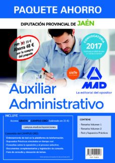 paquete ahorro auxiliar administrativo de la diputacion provincial de jaen. (incluye temarios 1 y 2; test                 supuestos practicos; y acceso a campus oro)-9788414210543