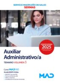 auxiliar administrativo del servicio de salud de la comunidad de madrid (sermas). temario volumen 3-9788414299043