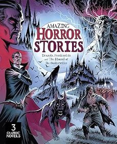 amazing horror stories: three graphic novels in one: dracula, frankenstein, and the hound of the baskervilles-claire bampton-anthony williams-9781398850453