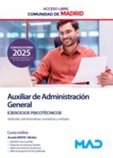 auxiliar de administracion general comunidad autonoma de madrid (acceso libre). ejercicios psicotecnicos (aptitudes administrativas, numericas y verbales)-9788414295953