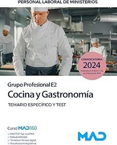 cocina y gastronomía (grupo profesional e2). ministerio de defensa. temario y test parte especifica-9788414285763