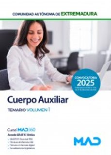cuerpo auxiliar de la administracion. temario volumen 1 comunidad autonoma de extremadura-9788414292563