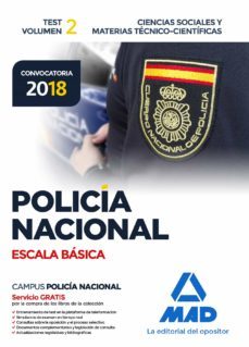 policia nacional escala basica: test (vol. 2): ciencias sociales y materias tecnico-cientificas-9788414214473