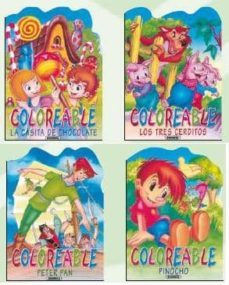 coloreable (4 vol.): la casita de chocolate; peter pan; pinocho; los tres cerditos-9788430595273