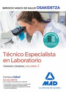 tecnico especialista en laboratorio de osakidetza-servicio vasco de salud. temario general volumen 3-9788414215883