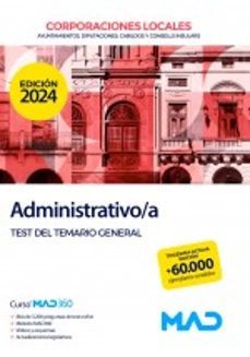 administrativo/a de ayuntamientos, diputaciones y otras corporaciones locales.-9788414275993