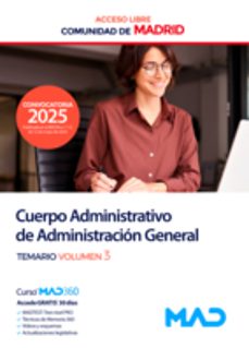 cuerpo administrativo de administración general (acceso libre). c omunidad autónoma de madrid. temario volumen 3-9788414295793