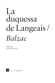 Portada de LA DUQUESSA DE LANGEAIS