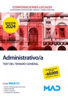 Descargar ebook gratis archivos pdf ADMINISTRATIVO/A DE AYUNTAMIENTOS, DIPUTACIONES Y OTRAS CORPORACIONES LOCALES.